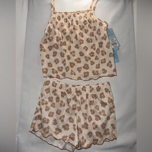 Girls Leopard Print Pajama Set 2PC Size 6/7 NWT